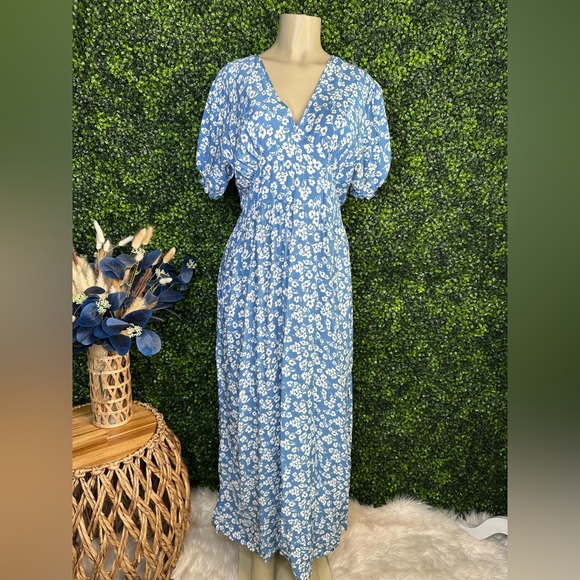 Nwt Blue Floral silk blend maxi Women's Dress - Picture 1 of 4
